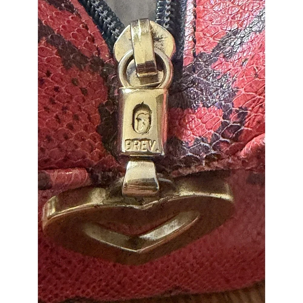Vintage Moschino Red And Black Boa Snakeskin Handbag Redwall Made in Italy